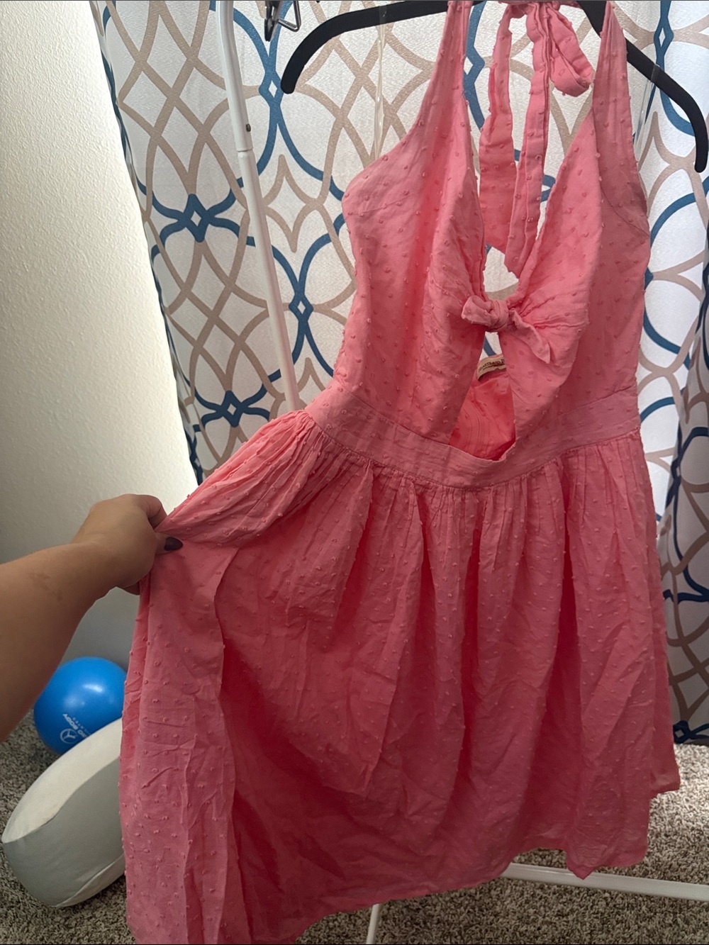 Hearts & Found Coral Pink Halter Tie-Back Dress